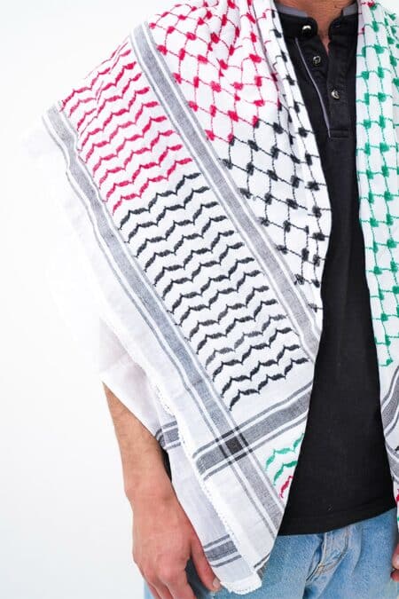 Palestine Flag Hirbawi® Kufiya Man Close Up